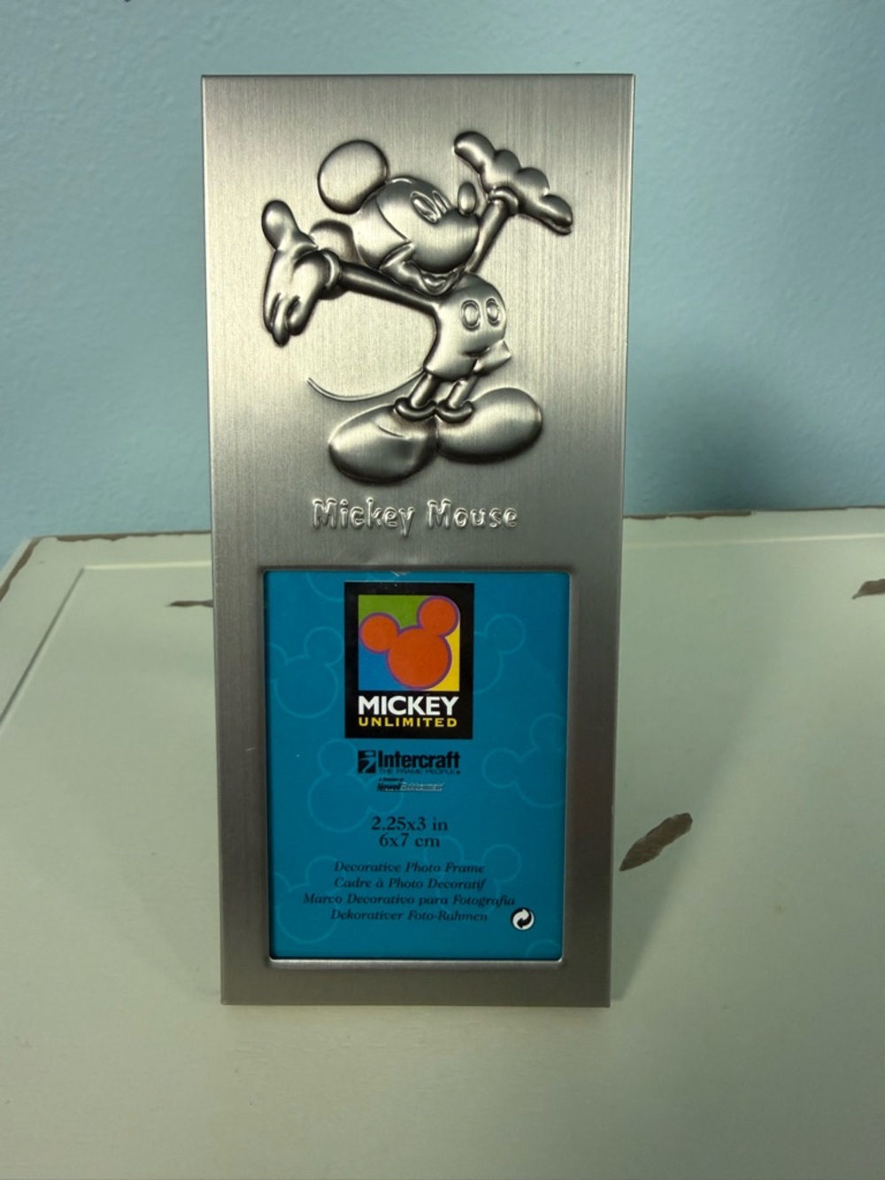 Disney Mickey Mouse Metal Photo Frame Intercraft 2.25x3 Vintage Nursery Decor